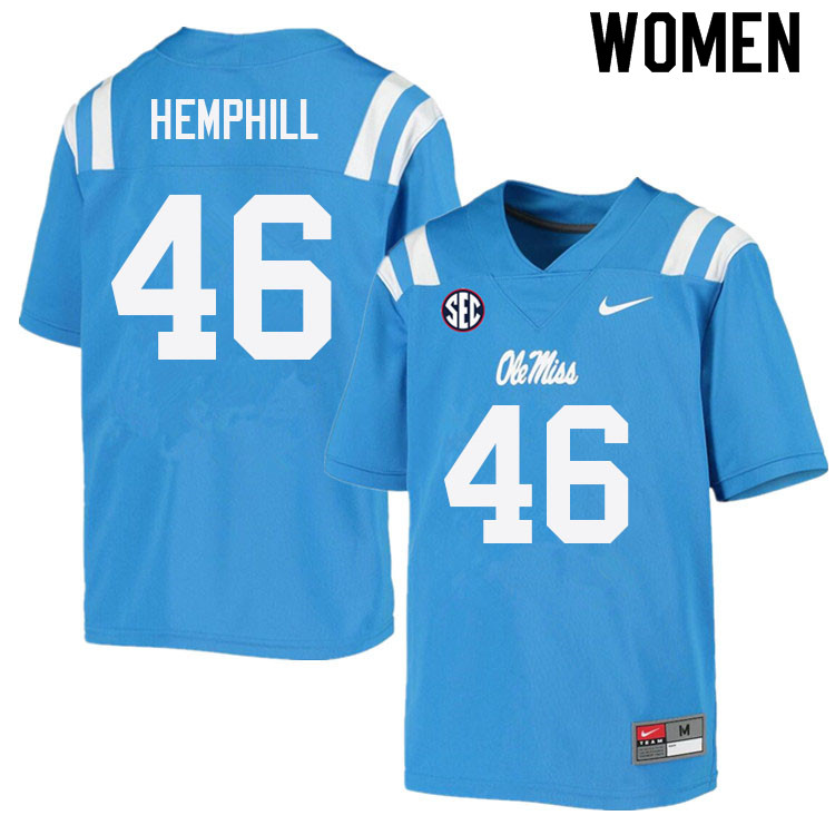 Salathiel Hemphill Ole Miss Rebels NCAA Women's Powder Blue #46 Stitched Limited College Football Jersey ZQJ5558ID
